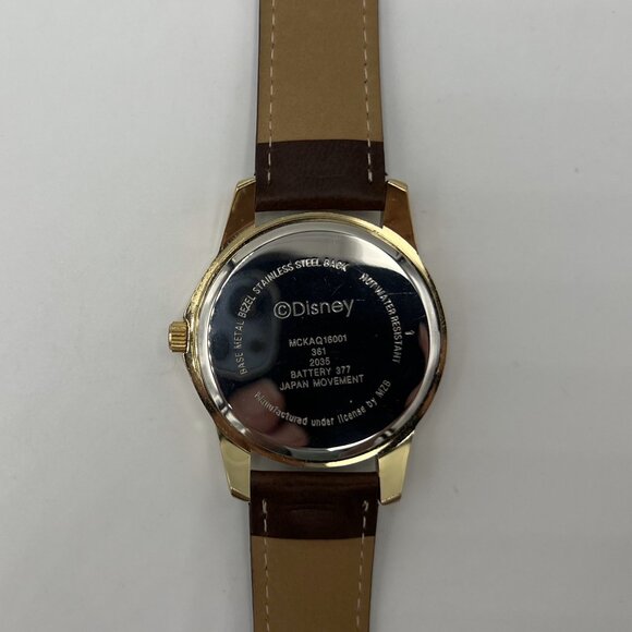 DISNEY MICKEY MOUSE Watch Brown Band with Silver Bezel and Gold Lugs - Picture 8 of 8